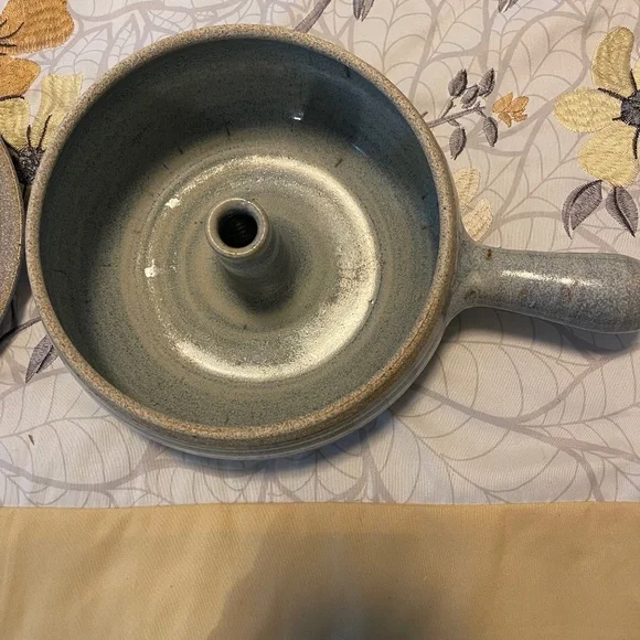Vintage Lidded Pottery- Handmade Unique Steamer- With Handle